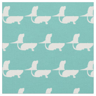 Tissu Silhouette de chien Basset Hound Teal