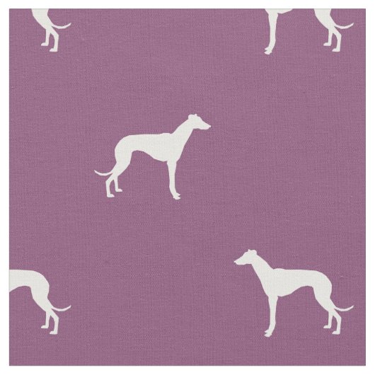 Tissu silhouette de chien blanc violet (Fermer)