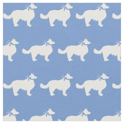 Tissu Silhouette de chien Border Collie bleu clair (Fermer)
