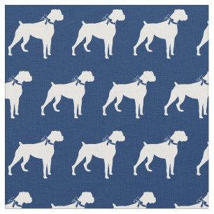 Tissu Silhouette de chien Boxer Animalerie Bleu Marine