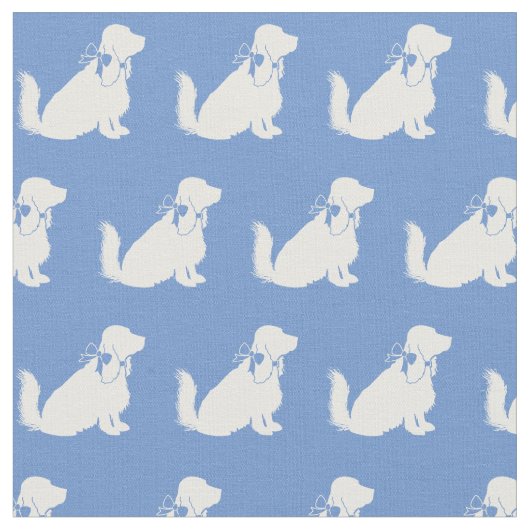 Tissu Silhouette de chien Cocker Spaniel bleu clair (Fermer)
