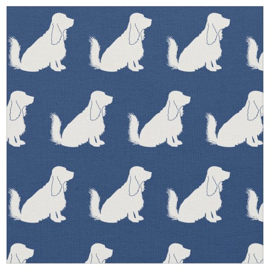 Tissu Silhouette de chien Cocker Spaniel bleu marine (Fermer)