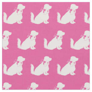 Tissu Silhouette de chien Cocker Spaniel Rose