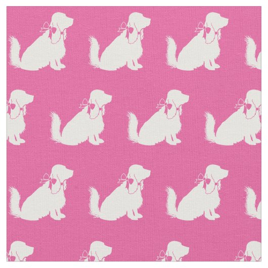 Tissu Silhouette de chien Cocker Spaniel Rose (Fermer)