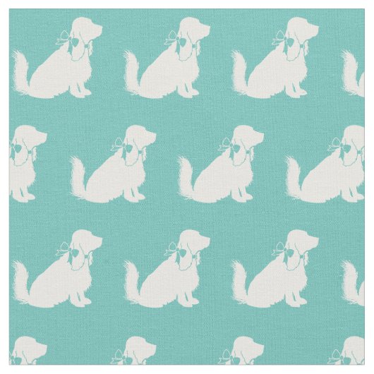 Tissu Silhouette de chien Cocker Spaniel Teal (Fermer)