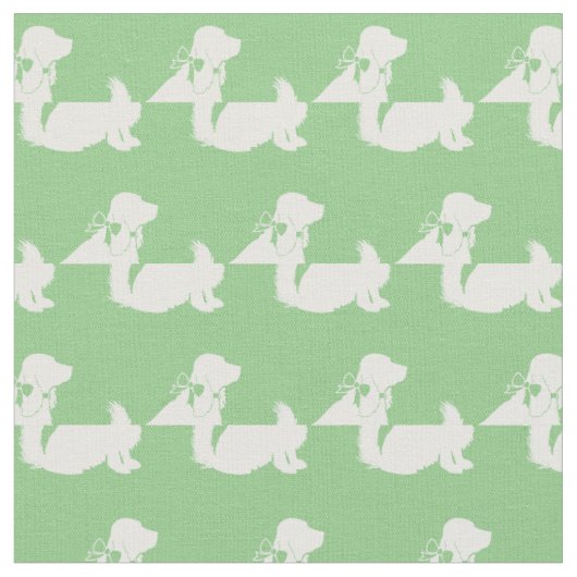 Tissu Silhouette de chien Cocker Spaniel vert sauge (Fermer)