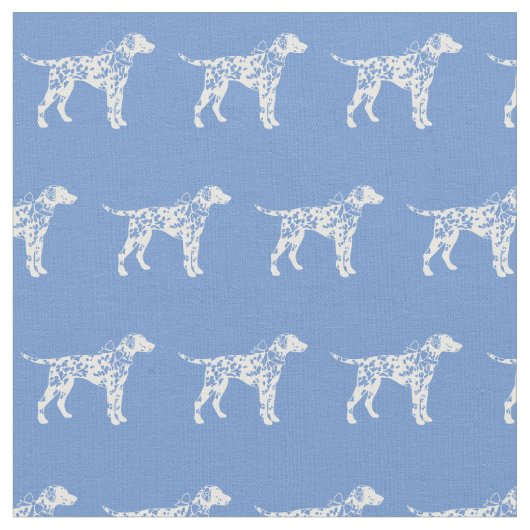 Tissu Silhouette de chien dalmate bleu clair (Fermer)