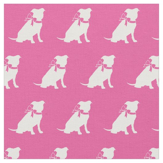 Tissu Silhouette de chien de Pitbull Pit Bull Pink (Fermer)