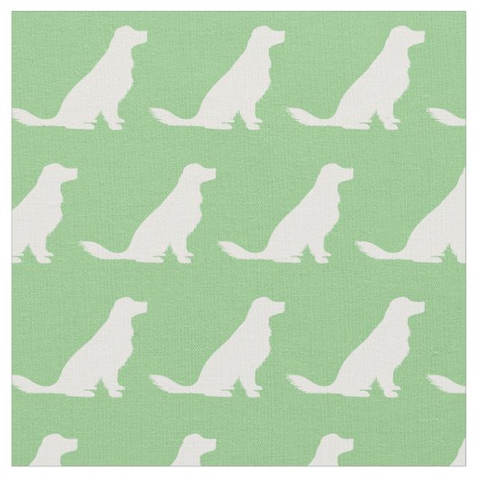 Tissu Silhouette de chien d'équipe doré Vert (Fermer)