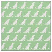 Tissu Silhouette de chien d'équipe doré Vert (Échantillon)
