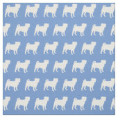 Tissu Silhouette de chien Pug bleu clair (Échantillon)