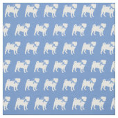 Tissu Silhouette de chien Pug bleu clair (Échantillon)