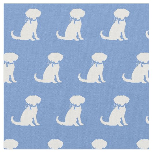Tissu Silhouette de chien Schnoodle bleu clair (Fermer)