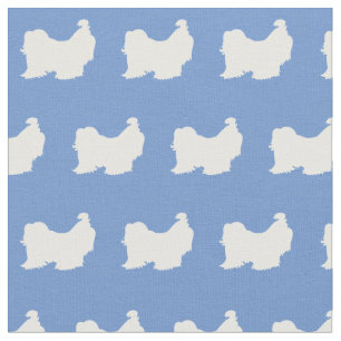Tissu Silhouette de chien Shih Tzu bleu clair