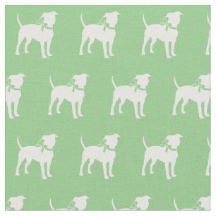 Tissu Silhouette de chien Staffordshire américain Vert s