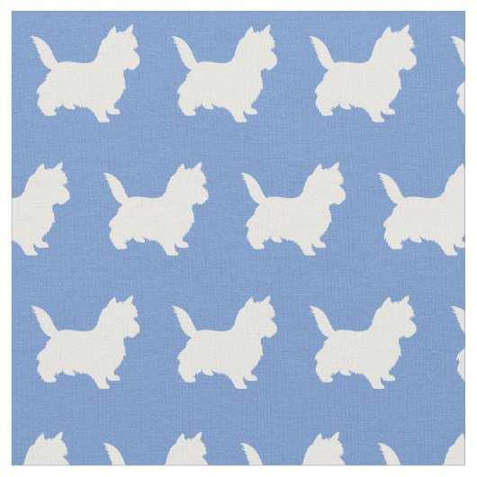 Tissu Silhouette de chien Terrier Cairn Bleu Clair (Fermer)