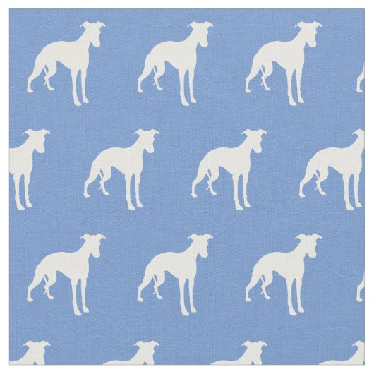 Tissu Silhouette de chien Whippet bleu clair (Fermer)