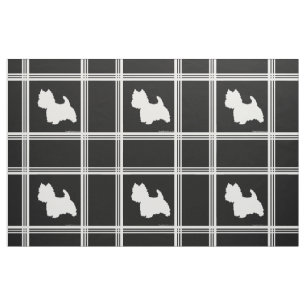 Tissu Silhouette de Westie sur fond noir