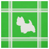 Tissu Silhouette de Westie sur fond vert (Échantillon)