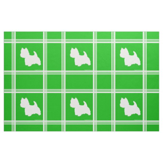 Tissu Silhouette de Westie sur fond vert (Fat Quarter)