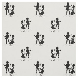 Tissu silhouette du bateau de fille et de garçon et
