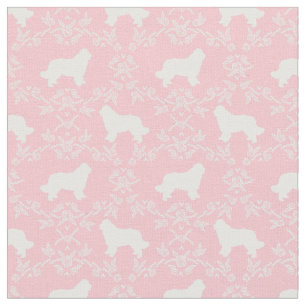 Tissu silhouette rose chien de terre-neuve