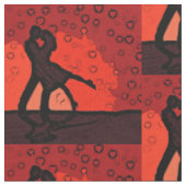 Tissu Silhouette rouge couple (Fermer)