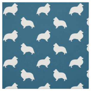Tissu Silhouettes de Berger des Shetland Bleu et Blanc