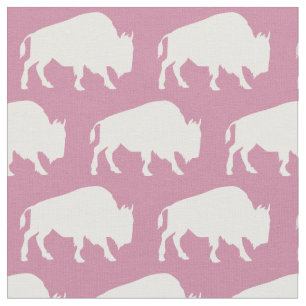 Tissu Silhouettes de bison de Buffalo rose