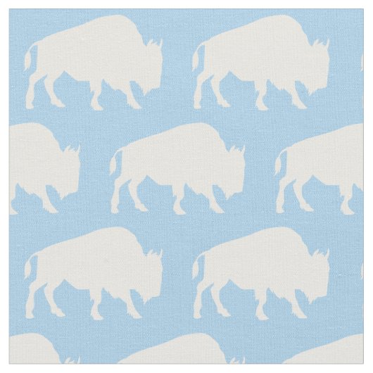Tissu Silhouettes de bison de buffle bleu (Fermer)
