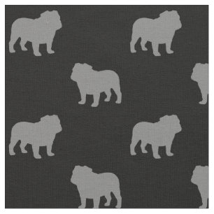 Tissu Silhouettes de Bulldog Motif gris et noir Chiens