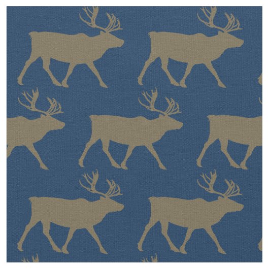Tissu Silhouettes de caribou bleu (Fermer)