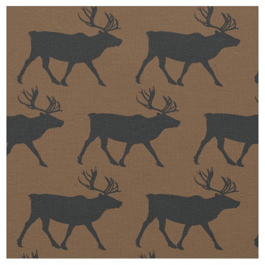 Tissu Silhouettes de caribous marron (Fermer)