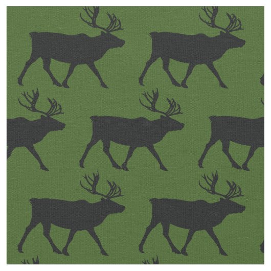 Tissu Silhouettes de caribous verts (Fermer)