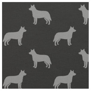 Tissu Silhouettes de chien de bétail australien gris et