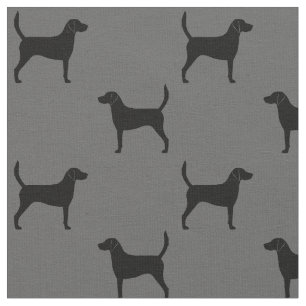 Tissu Silhouettes de Chien Harrier Gris et Noir Motif