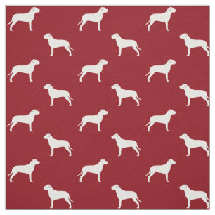 Tissu Silhouettes de Chien Taureau à motifs rouge et bla
