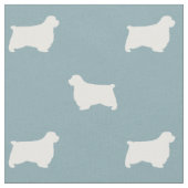 Tissu Silhouettes de Clumber Spaniel bleu et blanc (Fermer)