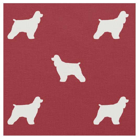 Tissu Silhouettes de Cocker Spaniel rouge et blanc à mot (Fermer)