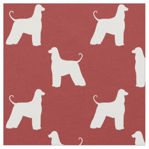 Tissu Silhouettes de Lévrier Afghan motif rouge et blanc