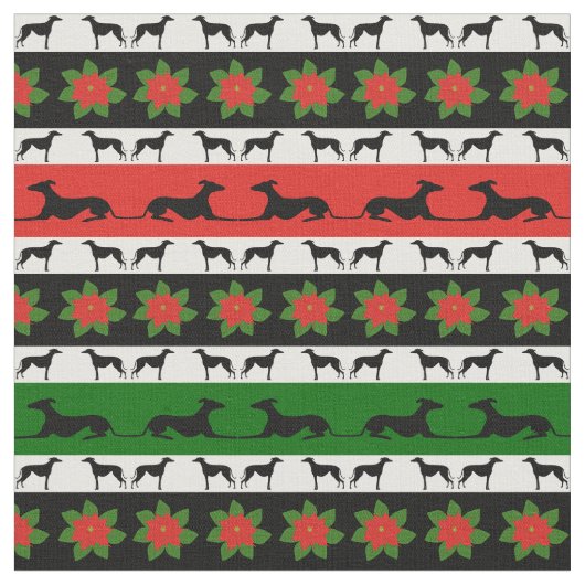 Tissu Silhouettes de Noël Greyhound (Fermer)