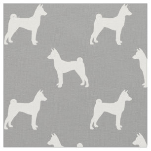 Tissu Silhouettes de race de chien Basenji reproduites