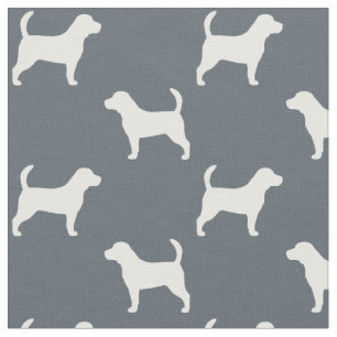 Tissu Silhouettes de race de chien Beagle imprimées
