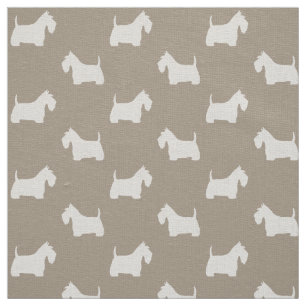 Tissu Silhouettes de Scottish Terrier blancs Chiens Sc