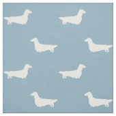 Tissu Silhouettes de teckel à poil long bleu et blanc (Échantillon)