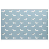 Tissu Silhouettes de teckel à poil long bleu et blanc (Fat Quarter)