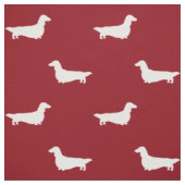 Tissu Silhouettes de teckel à poil long rouge et blanc (Échantillon)