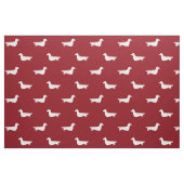 Tissu Silhouettes de teckel à poil long rouge et blanc (Fat Quarter)
