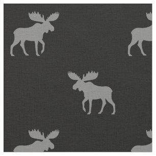 Tissu Silhouettes d'orignal Gris et Noir