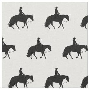 Tissu Silhouettes occidentales noires de sautillement de